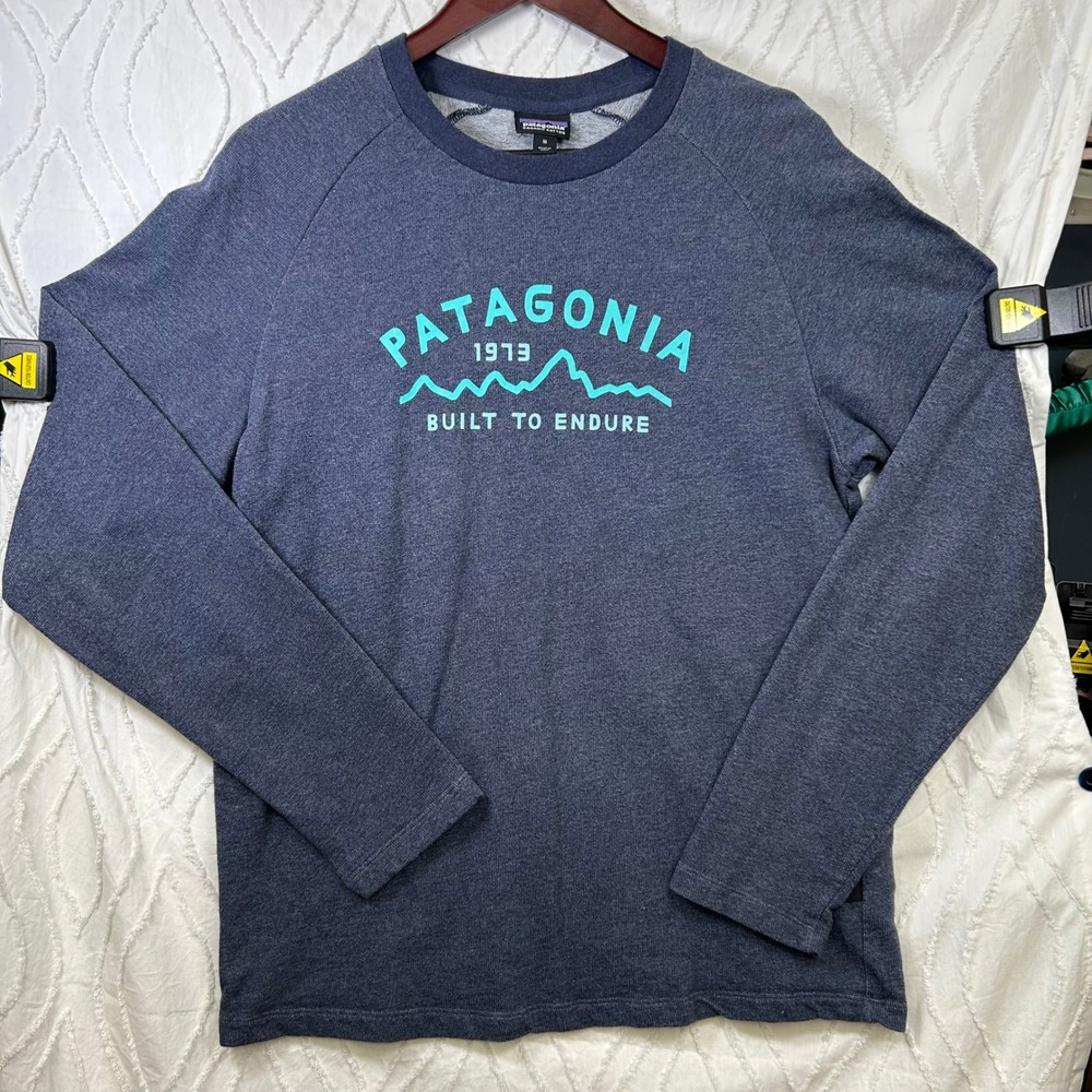 Patagonia Build To Endure Shirt Mens M Navy Long Sleeve Organic Cotton Outdoor